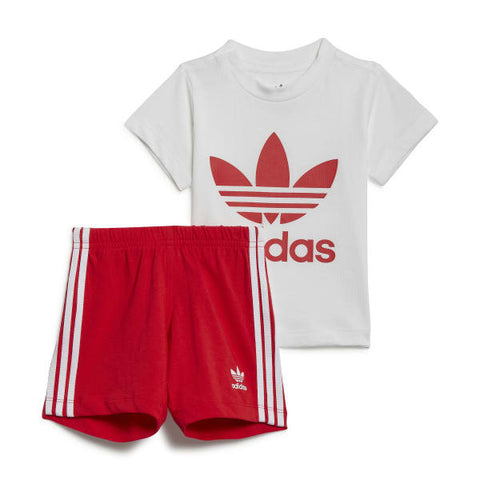 Adidas Trefoil Shorts Tee Set - White/Red