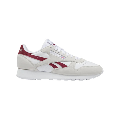 REEBOK CL LEATHER SHOE - WHITE/BURGUNDY - GY7301
