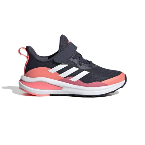 Adidas FortaRun Elastic Lace Top Strap Children Running Shoes - Black/Orange